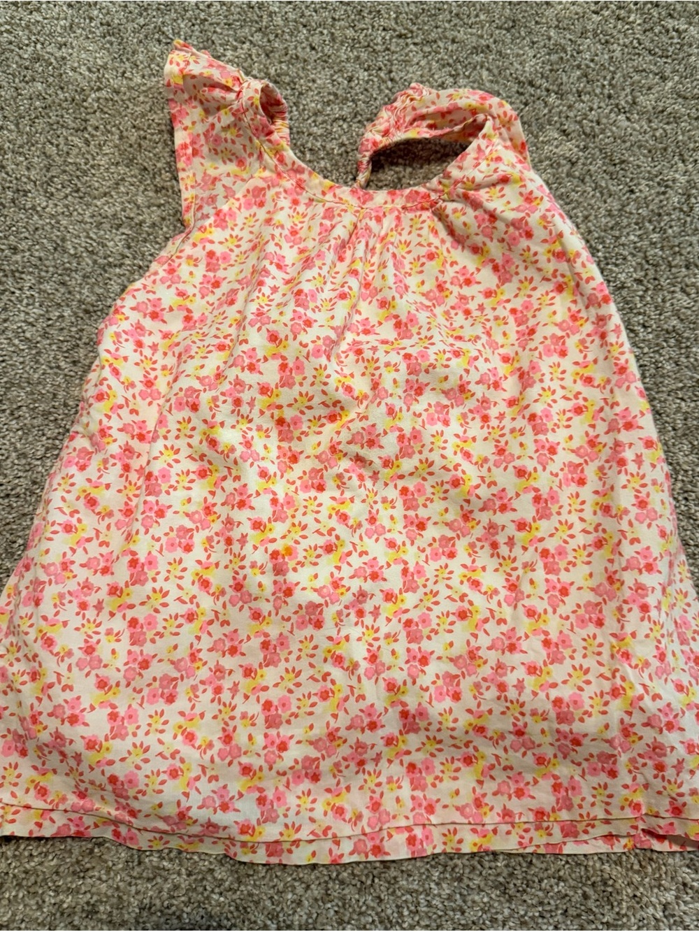 Mini Boden Pink and Yellow Floral Ruffle Tank Top in Size 3/4